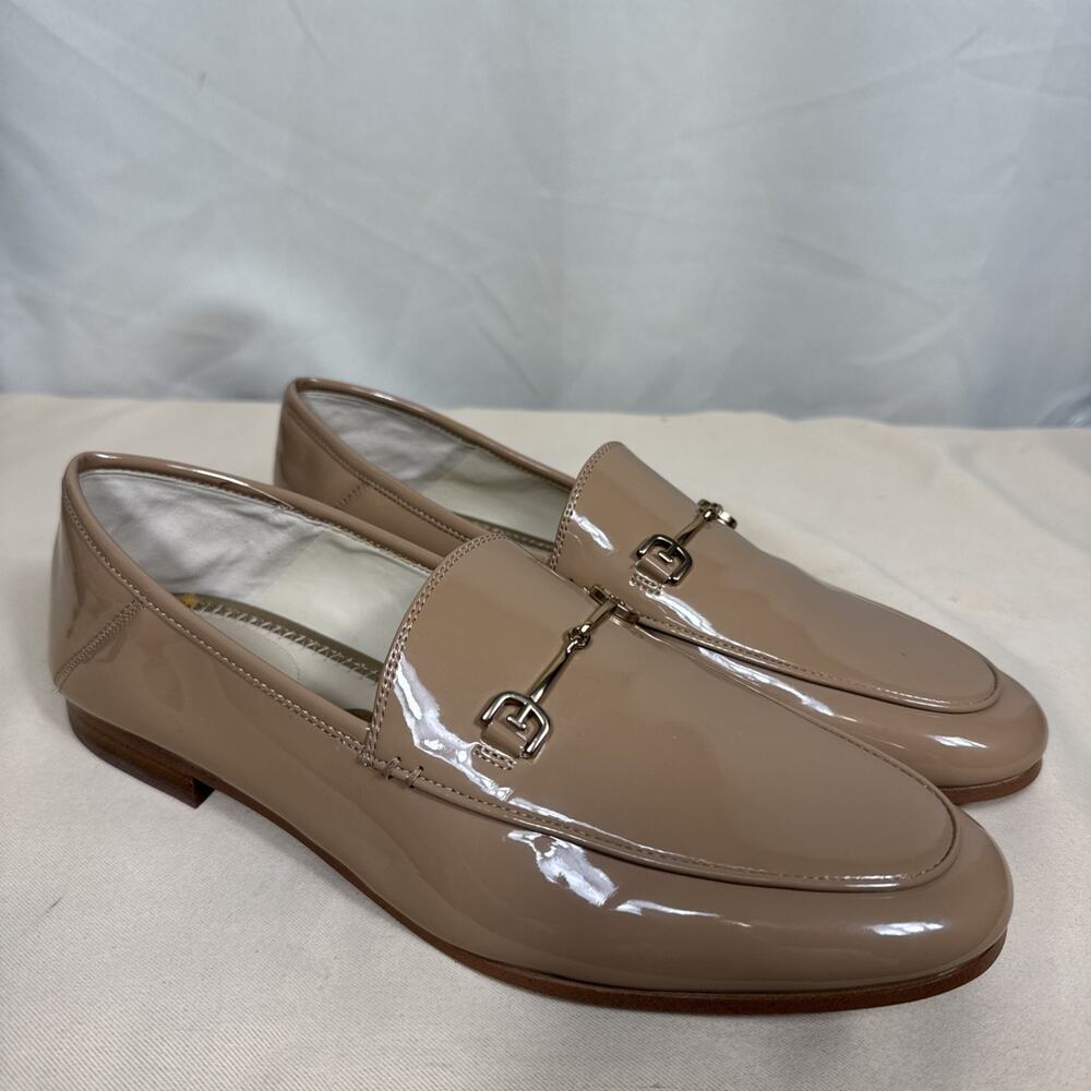 Sam Edelman Women 10 Nude Beige Patent Leather Horsebit Loafers Flats Minimalist